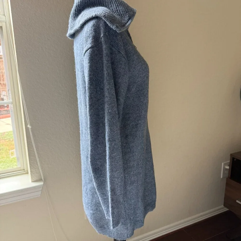 NWT All in Favor Sweater Dress gray-blue, high collar with zipper, size XS - Picture 5 of 16